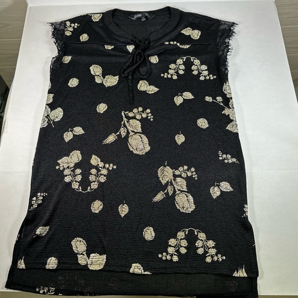 LuLaRoe elegant women’s size small black “SHEER” top With Gold Flowers - Picture 1 of 9